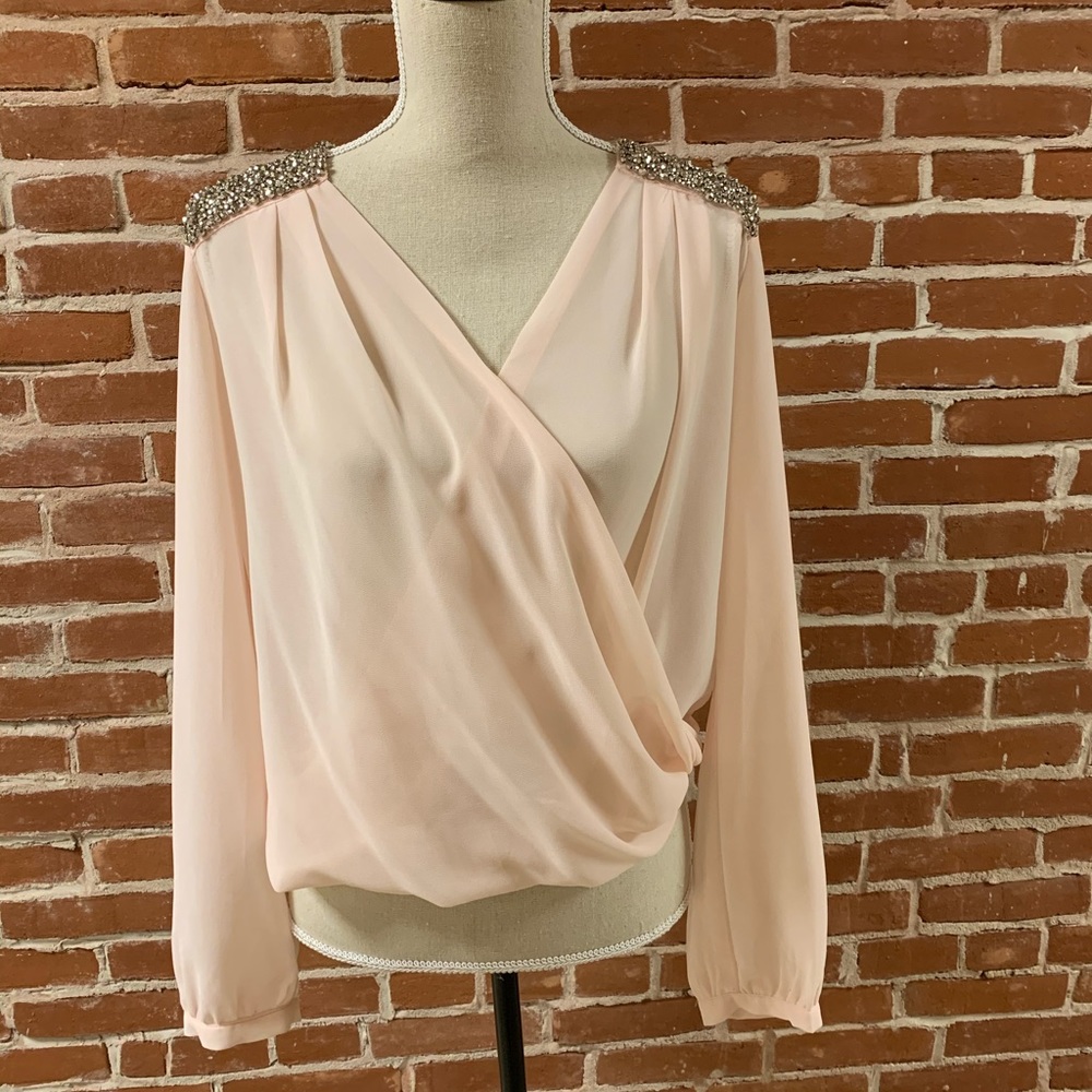 Light pink with sparkle shoulder blouse